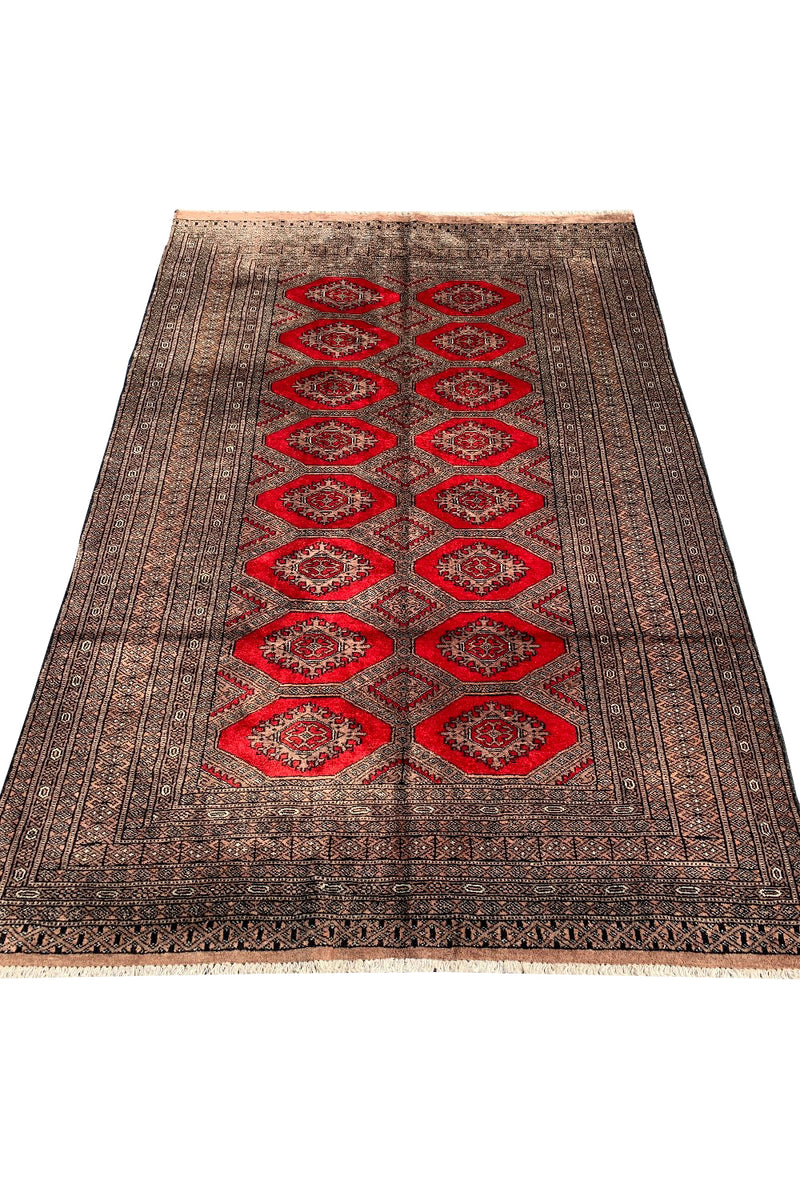 AUTHENTIC HAND KNOTTED VINTAGE PAKISTANI BOKHARA JHALDAR WOOL AREA RUG 6.1 X 4.0 FT (581 GER)