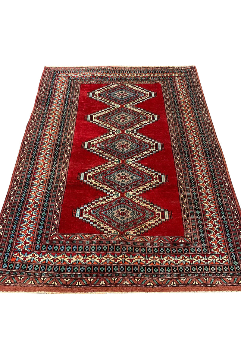 AUTHENTIC HAND KNOTTED VINTAGE PAKISTANI BOKHARA JHALDAR WOOL AREA RUG 6.1 X 4.3 FT (607 GER)