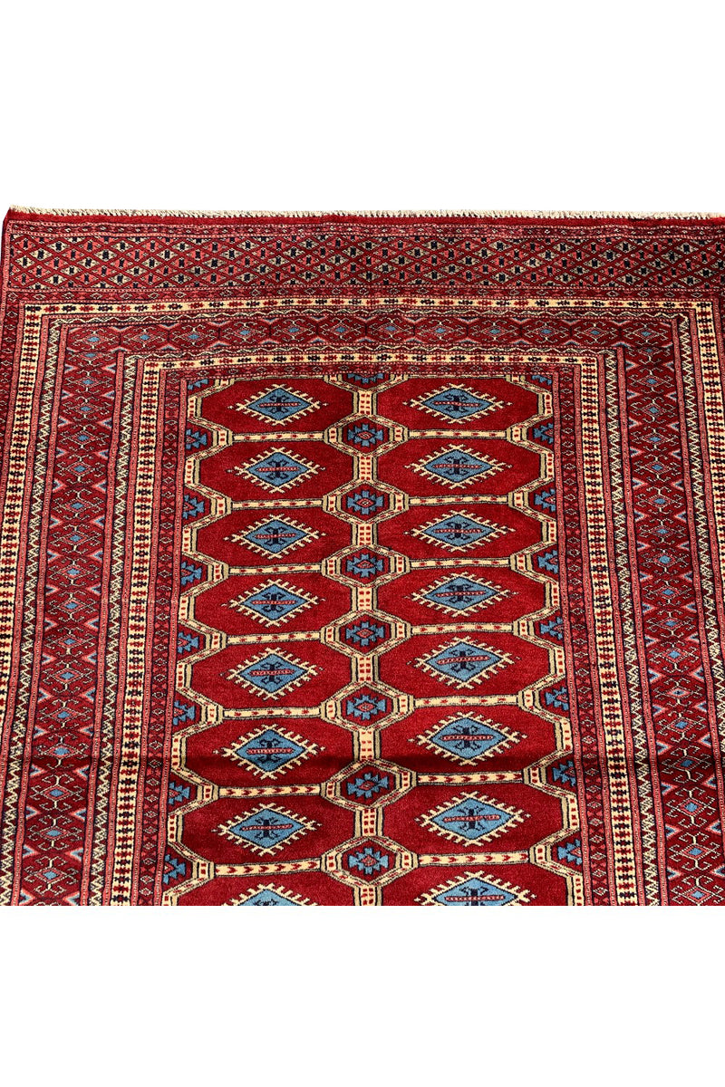 AUTHENTIC HAND KNOTTED PAKISTANI BOKHARA JHALDAR WOOL AREA RUG 5.10 X 4.1 FT (608 GER)