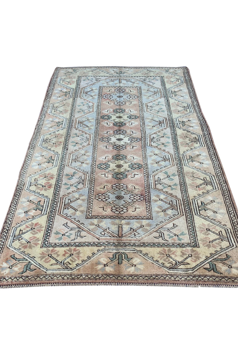 AUTHENTIC HAND KNOTTED VINTAGE TURKISH WOOL AREA RUG 6.7 X 4.3 FT (495 GER)