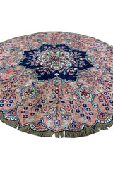 AUTHENTIC HAND KNOTTED VINTAGE TABREEZ ROUND WOOL AREA RUG 4.10 X 4.9 FT (699 GER)