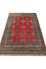 AUTHENTIC HAND KNOTTED VINTAGE PAKISTANI BOKHARA JHALDAR WOOL AREA RUG 6.0 X 4.2 FT (578 GER)