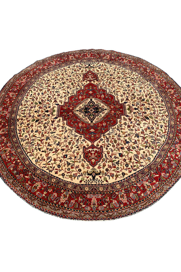 AUTHENTIC HAND KNOTTED TABREEZ ROUND WOOL AREA RUG 8.1 X 8.0 FT (1282 GER)