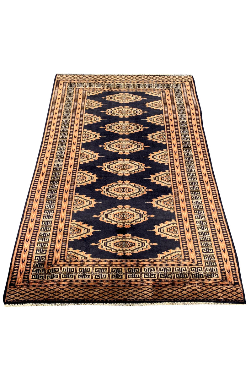 AUTHENTIC HAND KNOTTED VINTAGE PAKISTANI BOKHARA JHALDAR WOOL AREA RUG 5.4 X 3.1 FT (614 GER)