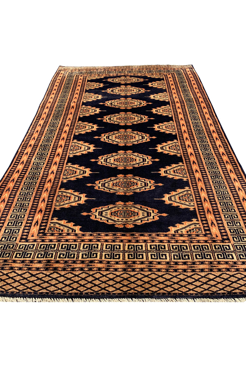 AUTHENTIC HAND KNOTTED VINTAGE PAKISTANI BOKHARA JHALDAR WOOL AREA RUG 5.4 X 3.1 FT (614 GER)