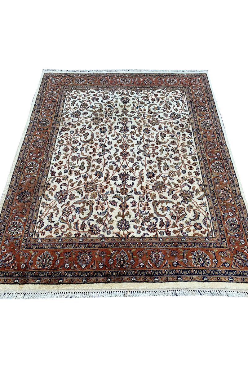 AUTHENTIC HAND KNOTTED VINTAGE INDO WOOL AREA RUG 7.1 X 5.9 FT (499 GER)