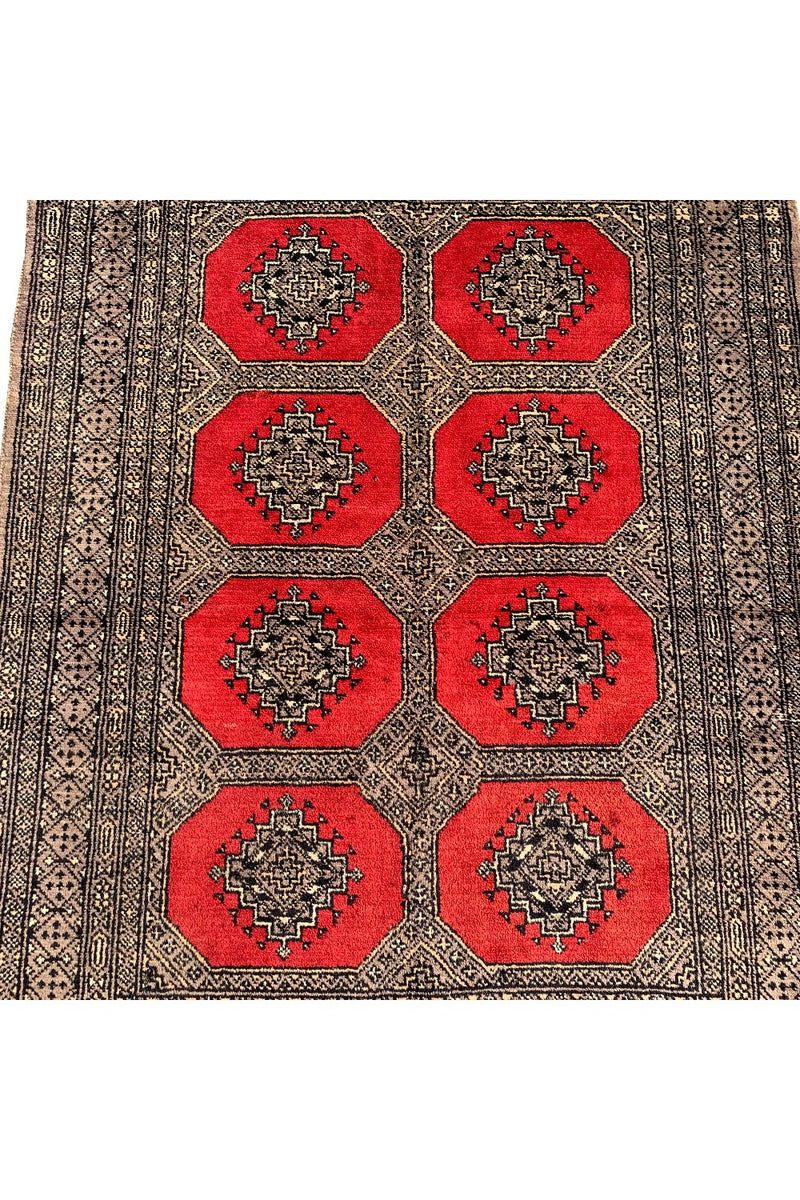 AUTHENTIC HAND KNOTTED VINTAGE PAKISTANI BOKHARA JHALDAR WOOL AREA RUG 6.0 X 4.2 FT (578 GER)