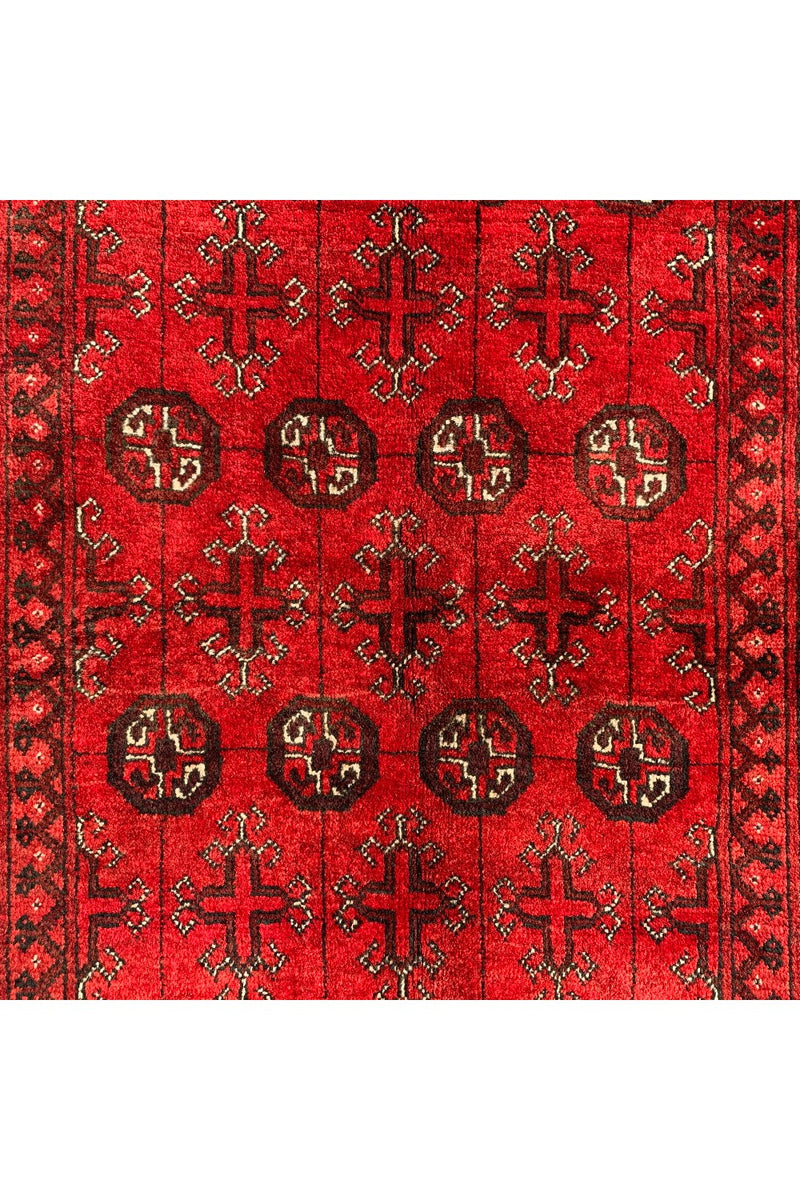 AUTHENTIC HAND KNOTTED VINTAGE AFGHAN TURKMEN WOOL AREA RUG 5.10 X 4.1 FT (575 GER)