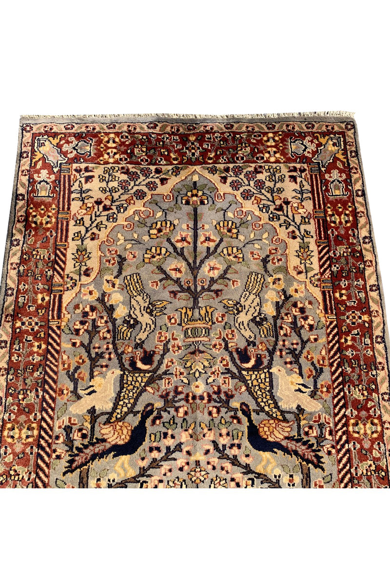 AUTHENTIC HAND KNOTTED VINTAGE TREE OF LIFE PICTORIAL WOOL AREA RUG 5.5 X 3.1 FT (622 GER)