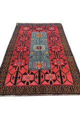 AUTHENTIC HAND KNOTTED VINTAGE AFGHAN BALOUCHI WOOL AREA RUG 6.0 X 4.1 FT (507 GER)