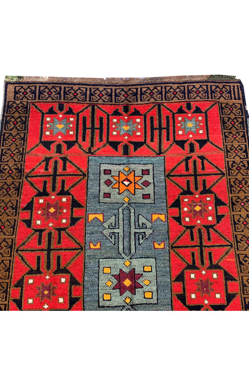 AUTHENTIC HAND KNOTTED VINTAGE AFGHAN BALOUCHI WOOL AREA RUG 6.0 X 4.1 FT (507 GER)