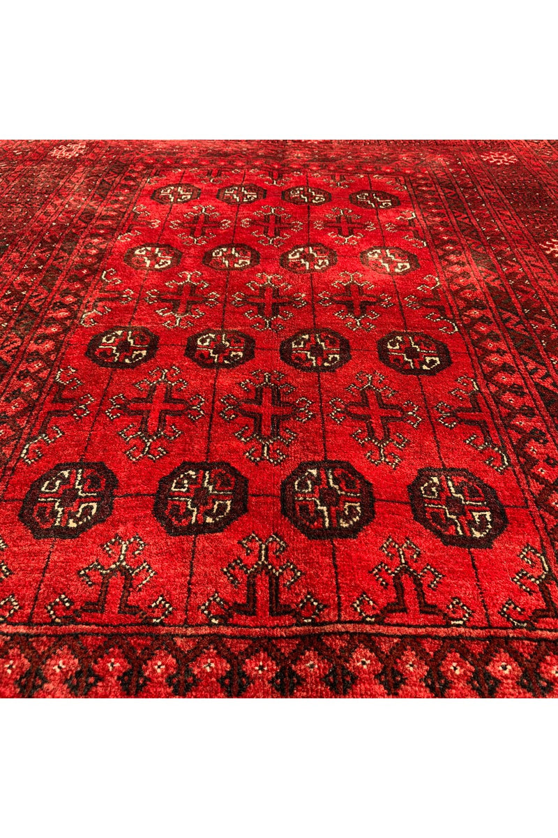 AUTHENTIC HAND KNOTTED VINTAGE AFGHAN TURKMEN WOOL AREA RUG 5.10 X 4.1 FT (575 GER)