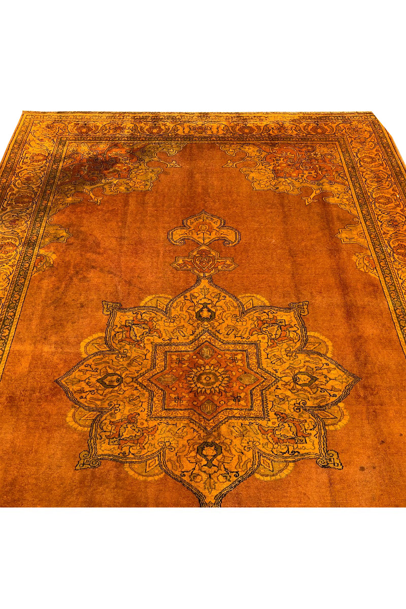 DISTRESSED HAND KNOTTED VINTAGE TABREEZ WOOL AREA RUG 9.11 X 6.4 FT (1288 GER)