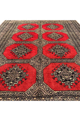 AUTHENTIC HAND KNOTTED VINTAGE PAKISTANI BOKHARA JHALDAR WOOL AREA RUG 6.0 X 4.2 FT (578 GER)