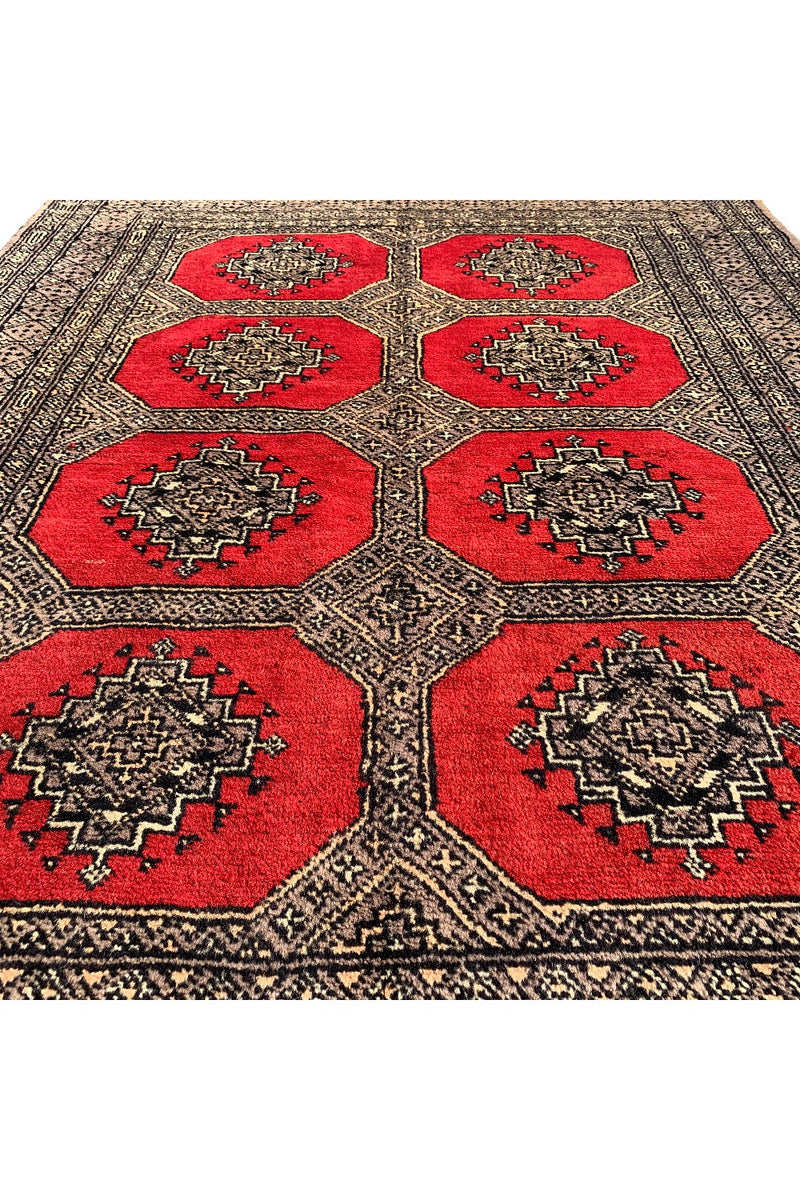 AUTHENTIC HAND KNOTTED VINTAGE PAKISTANI BOKHARA JHALDAR WOOL AREA RUG 6.0 X 4.2 FT (578 GER)