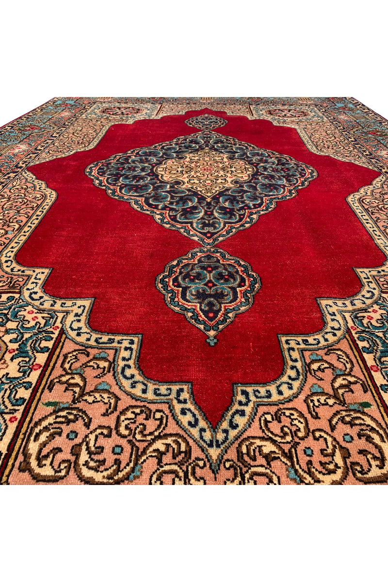 Authentic Hand Knotted Vintage Qirmoun Wool Area Rug 9.7 X 6.3 Ft (443 Ger)