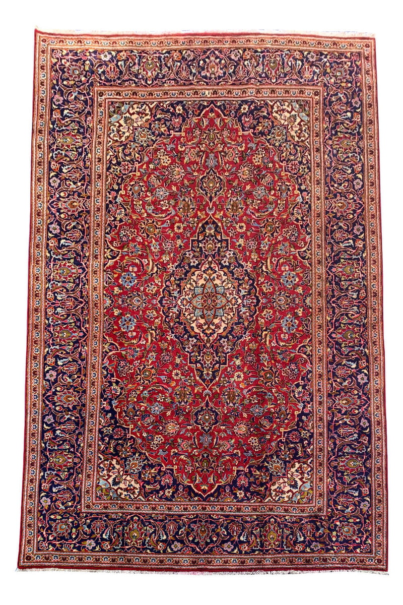 Authentic Hand Knotted Vintage Qashoun Wool Area Rug 10.8 X 6.6 Ft (357 Ger)